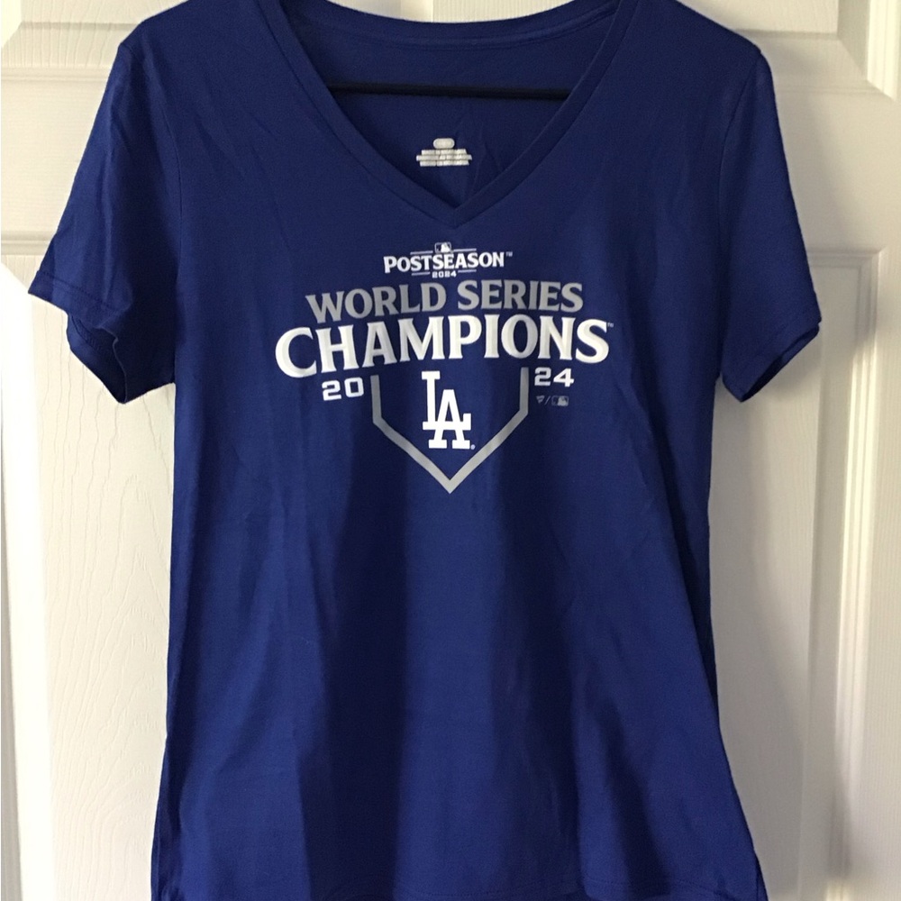 Fanatics Blue Los Angeles Dodgers 2024 World Series Champions V-Neck Tee
